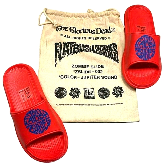 [SOLD] Flatbush Zombies Jupiter Sound Red Slide Sandals - Picture 2 of 15